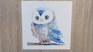 peindre une chouette Aquarelle facile débutant #aquarelle #aquarellefacile #watercolors #art
