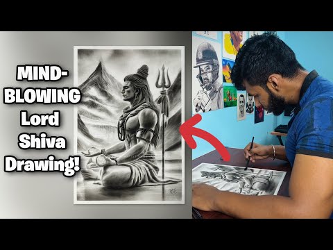 Realistic charcoal drawing of LORD SHIVA (Mahadev) !  😲😲😲