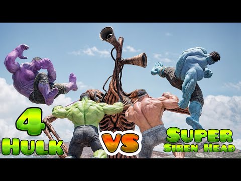 Hulk Vs Siren Head | 4 Hulk Vs Super Siren Head | Hulk Fight with Siren Head