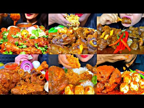 ASMR EATING SPICY CHICKEN CURRY, MUTTON CURRY, EGG CURRY | BEST INDIAN FOOD MUKBANG |Foodie India|