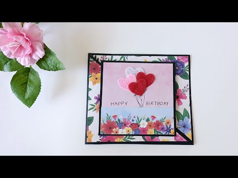 Handmade Birthday Card Idea | How to Make Folding Card for Scrapbooking