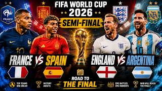 FIFA WORLD CUP 2026 SEMI FINALS FIXTURE /ESP VS FRA & ENG VS ARG / BRACKETS UPDATE / TOP SCORER