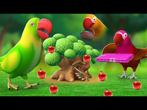 Chitti Chilakamma - బుర్రు పిట్ట తుర్రుమన్నది Parrots 3D Animation Telugu Rhymes For children Songs