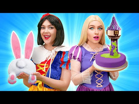 MÄRCHENHAFTE ESSEN-CHALLENGE 🏰🍎 Schneewittchen vs. Rapunzel! Magische Torten-Deko auf 123 GO! FOOD