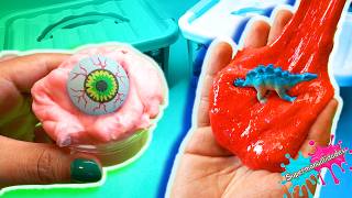 Dinosaurios VS Monstruos Slime🦖👾 Probando kits con mi hermano - Supermanualidades