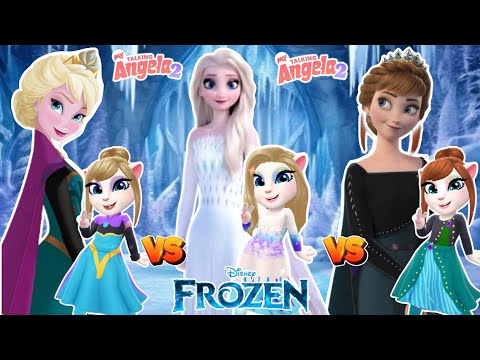 My Talking Angela'm 2 || Frozen || Elsa vS ANNA || New Update || Cosplay