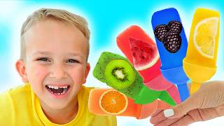 Vlad and Niki pretend play cooking fruit ice cream  - Funny stories for kids