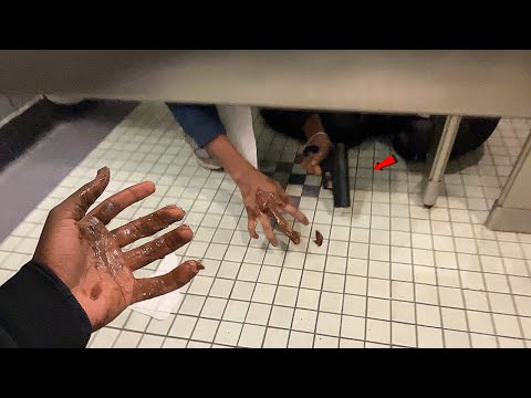 WIPING POOP ON STRANGERS IN BATHROOM PRANK