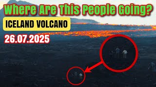 Reckless Family Walking On Lava Towards Eruption! What Are They Thinking?! Iceland Volcano 26.07.25.