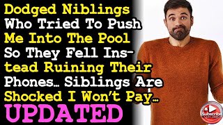 UPDATE Dodged Niblings Who Tried Pushing Me Into Pool Ruining Phones Siblings Want Me To Pay~ AITA