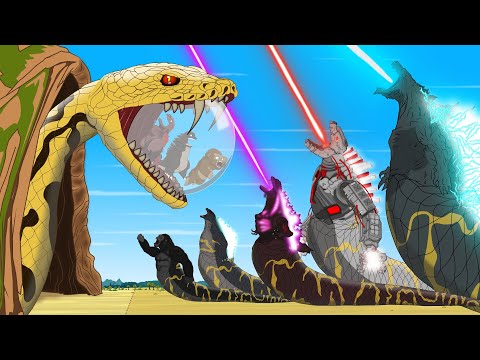 Rescue All Family GODZILLA & KONG, GODZILLA EARTH From Evolution of GIANT PYTHON - FUNNY CARTOON