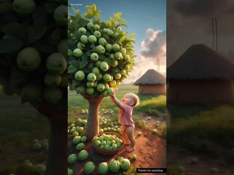 A cute gorilla ran away with all the guavas of this child 😭 #story #ai#cuteanimals#shortsfeed