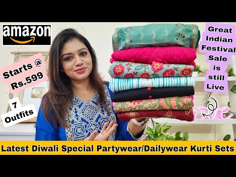 😀Amazon Partywear/Dailywear Kurti Set Haul | Stylish Kurtis & pants| Amazon Haul | Pink's House