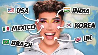 EVERY STEP OF MY MAKEUP ROUTINE FROM A DIFFERENT COUNTRY! ✈️🌎