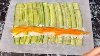 Ce ne sont NI des sushis NI une salade 🥗 Mais plutôt une nouvelle façon de préparer les concombres😍 