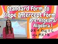 Converting Standard Form to Slope Intercept Form