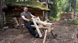 Making Workbench SHAVING HORSE Near My Forest HUT, Wooden RAKE, Fire Cooking, Power Station Njoynook
