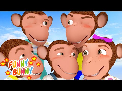 Five Little Monkeys 🙈 5 Monkeys Jumping On The Bed - Funny Bunny