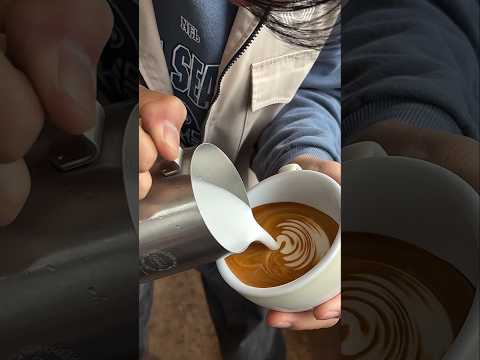 On his very first day at the cafe the boss order to  boy  for make a design on the coffee ☕#bome