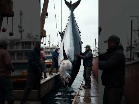 Record-Breaking Giant Tuna Caught by Fishermen! ๐๐ฃ #fishing #animals #viralvideo