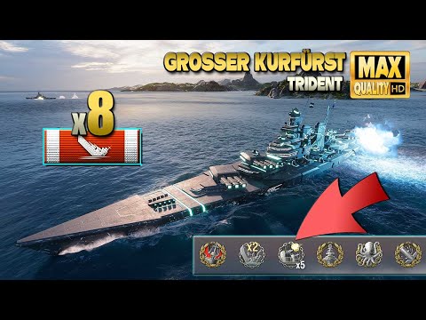 Battleship  quot Grosser Kurf  rst quot  dominates on map Trident   World of Warships