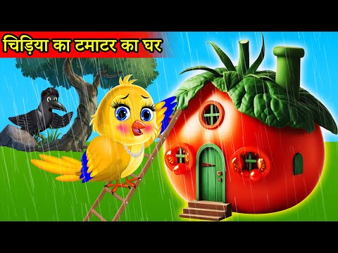 बारिश में चिड़िया का टमाटर का घर | Chidiya Wala Cartoon | Tuni Acchi Cartoon | Hindi Cartoon Kahani