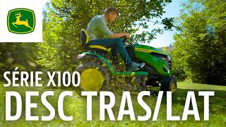 Cortar a relva com os minitratores John Deere X100: Descarga lateral e recolhedor