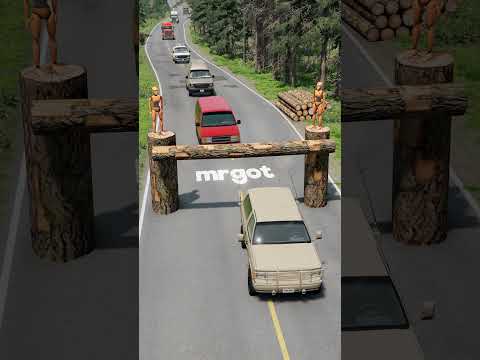 Cars vs Log Trap – BeamNG.drive