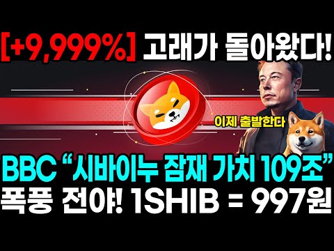 [+9,999%] 고래가 돌아왔다! BBC “시바이누 잠재 가치 109조” 폭풍 전야! 1SHIB=997원