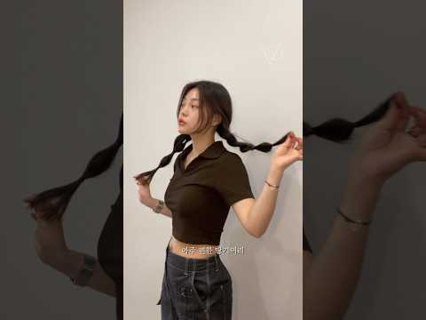 #shorts #홈헤어 볼륨감있게 땋은 양갈래머리 하고 싶을 때 보는 영상🫶🏻