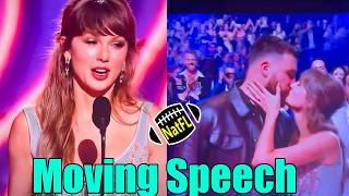 Taylor Swift emotionally thanked her fiancé Travis Kelce in her speech at the #iHeartAwards2026!