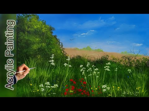Acrylic Landscape Painting - Spring / Easy Art / Satisfying & Relaxing