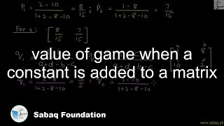 value of game when a constant is added to a matrix