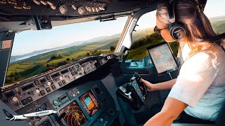 BOEING 737 Incredible LANDING Pisa ITALY Tuscany Airport RWY04R | Cockpit View | Airline Pilot Life