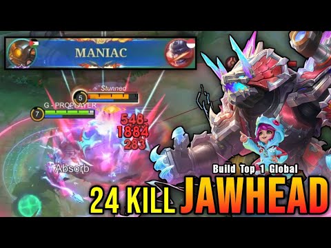 24 Kills + MANIAC!! Proto Sentinel Jawhead ALLSTAR Skin!! - Build Top 1 Global Jawhead ~ MLBB