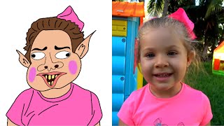 Diana and Roma Pretend Play with New Toy Cars Funny Drawing Meme