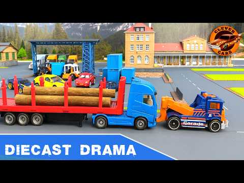 Hot Wheels Crash! Excavator & Sports Car Accident – 55+ Model Cars in Mini City Diorama