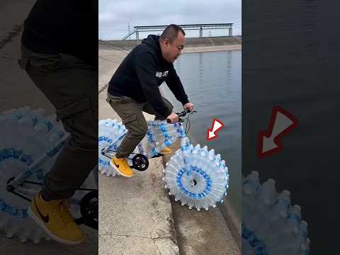 Can a bicycle made of plastic bottles be ridden in water? 🤔