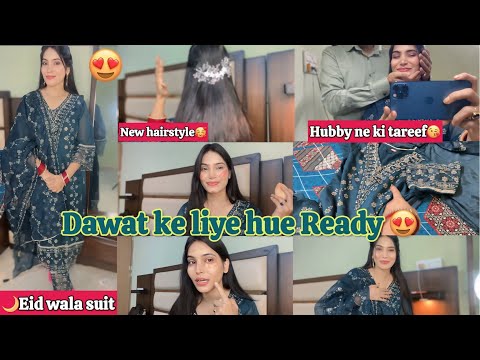 Shadi k baad wala Real Dawat Get Ready look🫶🏻 makeup tutorial k sath💕Naya hairstyle bnaya😍