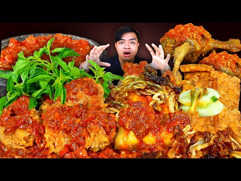 MUKBANG AYAM GORENG SAMBAL LALAPAN TERASI PEDAS PORSI BARBAR LAUK MELIMPAH