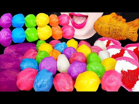 ASMR Color Rice Cake Tteok Mochi 방울 꿀떡 캔디 모찌 먹방 Mukbang, Eating