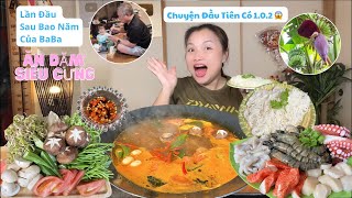 Bất ngờ cực lớn:hái được hoa chuối trong vườn,nấu chảo lẩu Thái hải sản chua cay tét ăn mệt nghỉ