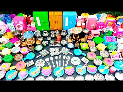 7 Minutes Satisfying with Unboxing Barbie Cute Kitchen Set|ASMR Real Mini Dollhouse Cooking Set Game