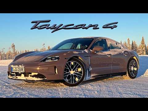 NEW! 2025 PORSCHE TAYCAN 4 // REVIEW on a FROZEN LAKE