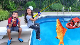 Heidi & Zidane Go Fishing for Surprise Toys! Fun Family Kids Video