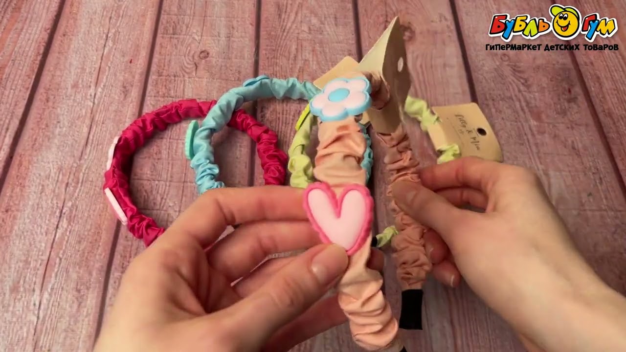 Ободок детский цветной Сердечки в ассортименте - видео