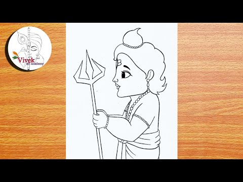 Bal Shiva Drawing Easy Step by Step | How to Draw Bholenath | Shivratri Easy Drawing