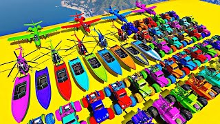 GTA V SPIDER-MAN 2 Superhero Stunt Race🏎️, Car Racing Challenge by Homem-Aranha Boats and Helicopter