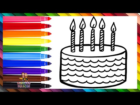 Dibuja y Colorea Un Pastel De Cumpleaños 🎂🌈 Dibujos Para Niños