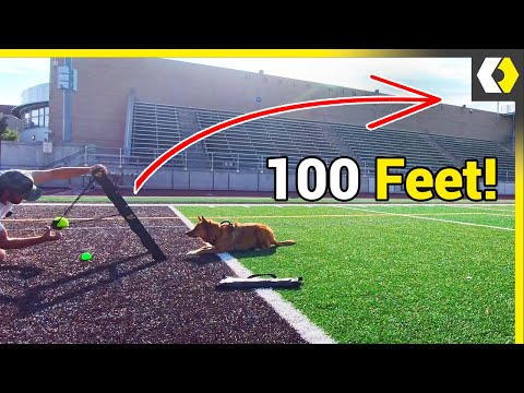 I MADE A TENNIS BALL LAUNCHER THAT SHOOTS OVER 100 FEET!